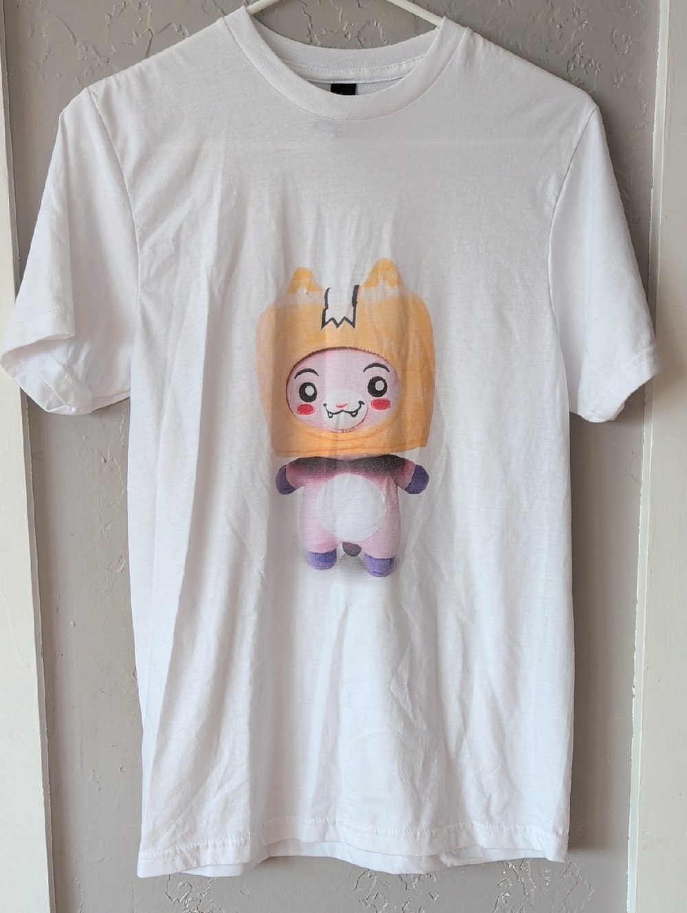 Gildan White Kids Graphic Tee Lankybox Foxy Plush Character Unisex Gamer Gaming